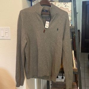 NWT Polo by Ralph Lauren Mens zip up mock neck cotton sweater.